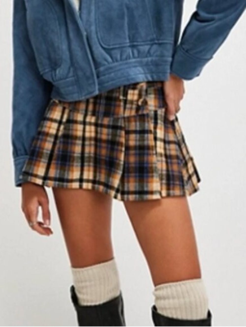 FP Serena Plaid Pleated Micro Skort sz 6